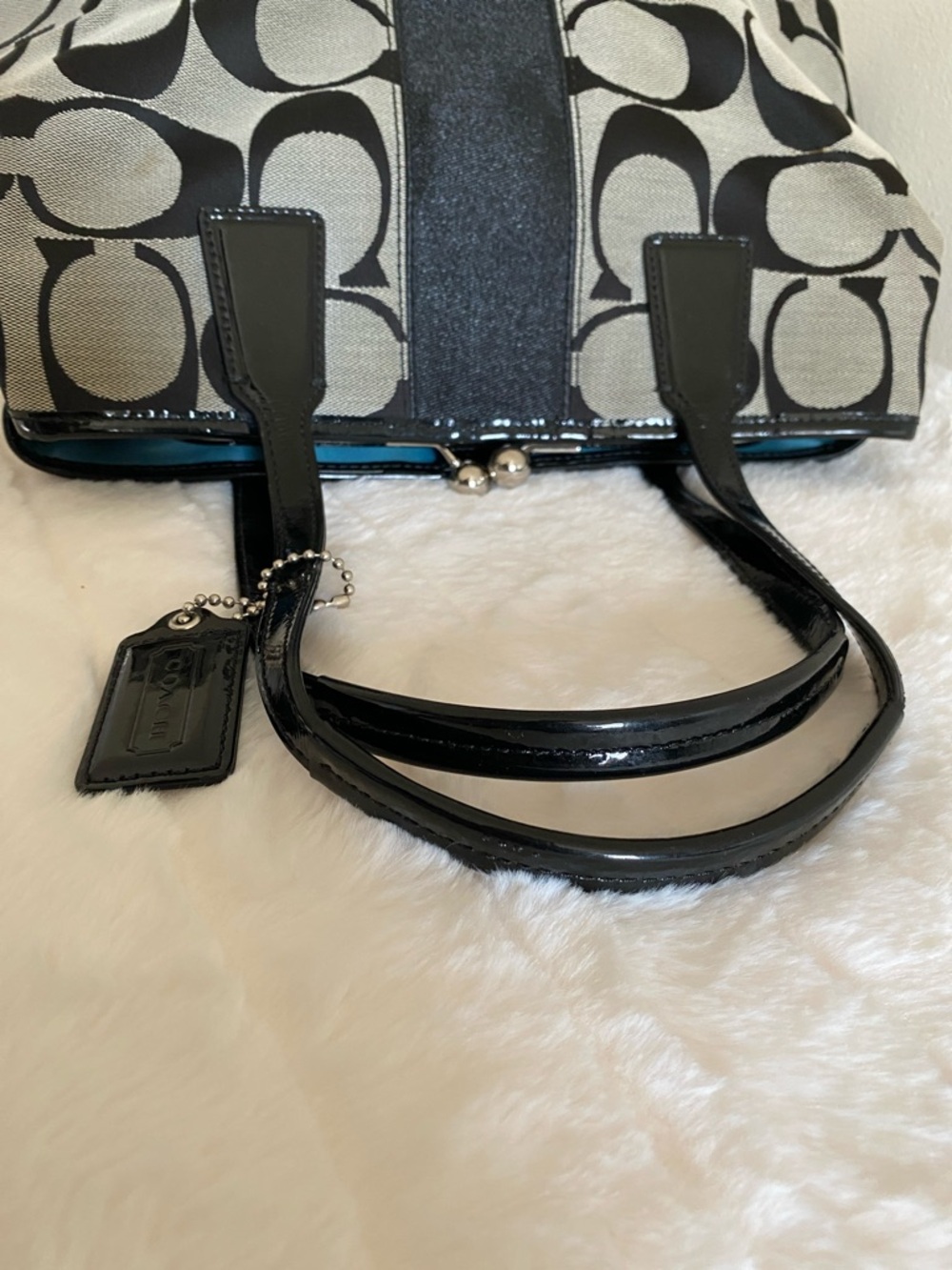 Coach F13533 Signature Kiss Lock Center Satchel (Vintage) - Picture 7 of 15